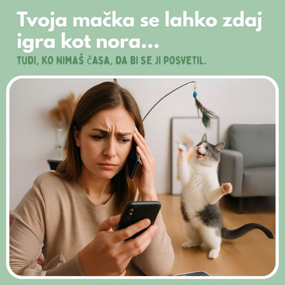 Interaktivna igrača za mačke s perjem, viseča in elastična