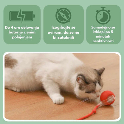 Pametna žogica za mačke, 100 % samostojna, zasnovana za posnemanje pravega plena.